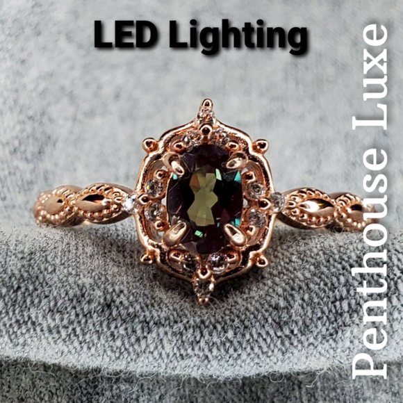 REAL .5ct Alexandrite Oval Cut Rose Gold 925 Ring - Picture 3 of 6
